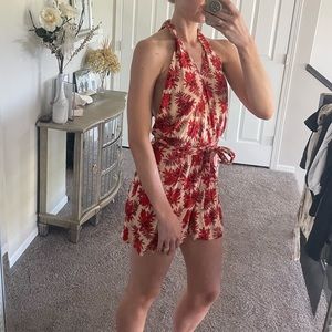 Floral open back romper